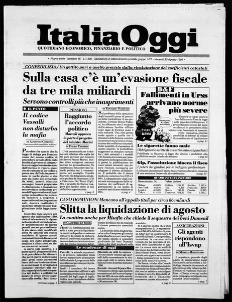 Italia oggi : quotidiano di economia finanza e politica